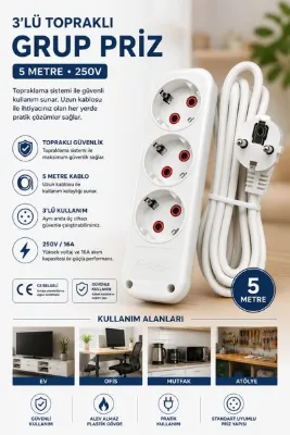 modalonga size ne lazım? 3lü Topraklı Grup Priz - 5 Metre 250V/16A - ÖNDER