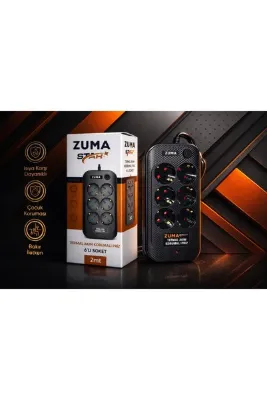 Zuma STAR Termal Akım Korumalı 6’lı Priz 2 Metre | 4000W | Çocuk Korumalı