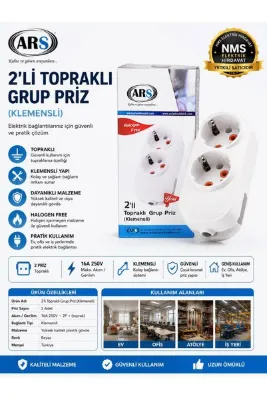 Arslanlar 2'Li Topraklı Grup Priz Klemensli Yüksek Kalite NMS ELEKTRİK