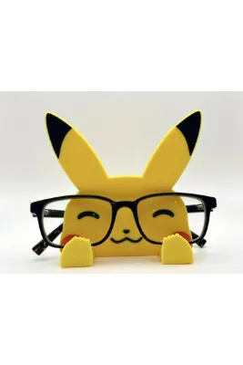 Pikachu Temalı 3D Baskı Gözlük Standı ve Tepsisi Dekoratif Organizer