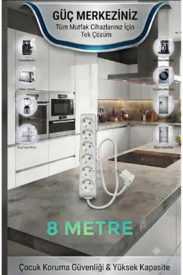 DC-ELEKTRO VİKOMULTİ-LET 6 LI (1-15 METRE arası) ÇOCUK KORUMALİ 3X2.5 % YÜZ TAM BAKIR TTR KABLOLU UZATMA SEYYAR (MARKANİN ÖZEL ÜRETİMİ ORİJİNAL TSE FİŞLİ BAKİR KABLOLU)