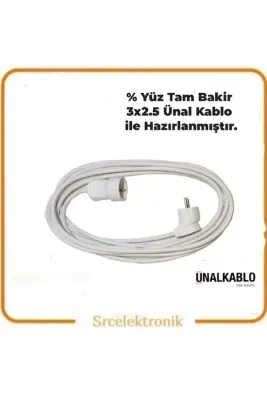 VİKO TEKLİ 12 METRE 3x2.5 ÜNAL KABLO SEYYAR Topraklı Uzatma ( 3x2.5 Ünal KABLO TAM BAKIR) TTR Kablol