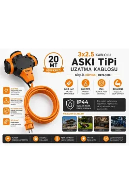 Bylion 3X2,5 20MT KABLOLU ASKI TİP UZATMA PRİZİ