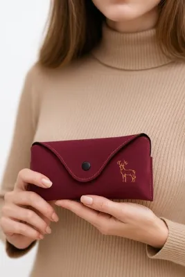 Della Pianto Lilith Özel Tasarım Unisex Bordo Gözlük Kabı/Kılıfı