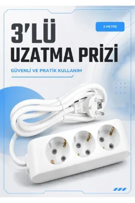 ASYAGROUP 3 lu priz uzatma kablosu 3 metre