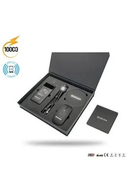 Bood Design Özel Isimli Set Kablosuz Şarjlı, Led Işıklı Powerbank,ledli Şarj,ledli Mouse