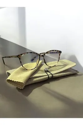 anektarlar UV400 Korumalı Leopar Kemik Cat Eye Unisex Kadın Şeffaf Mavi Işık Korumalı Blue Block Gözlük