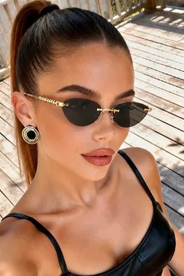 Zzla ELSİMO UV400 Korumalı Cat Eye Kesme Cam Siyah Kadın Güneş Gözlüğü