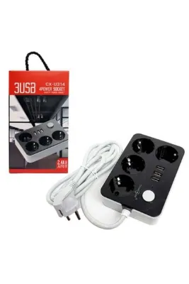 bilger Akım Koruyuculu 3USB Port Hızlı Şarjlı 4Lü Priz