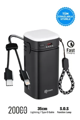İntouch 20.000 Mah 22,5W PD Hızlı Kablolu Kamp Lambası Outdoor Serisi Powerbank Fast Led Lamba