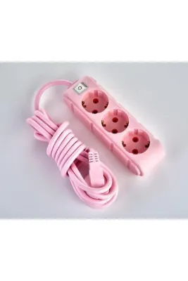 Grup Priz 5 Metre Anahtarlı Pembe Topraklı Ufo