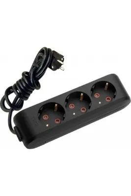 VİKO Multi-Let 3lü Topraklı Grup Priz Siyah 2 Metre Kablolu Priz 90133302