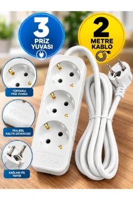 Janissary 3’lü Uzatma Prizi – 5 Metre Kablolu
