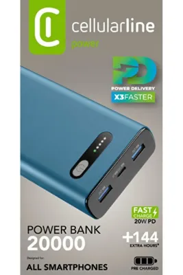 Cellular Line Cellularline PD 20W Hızlı Şarj 20.000 MAH Yeşil Powerbank Pbfast01pd20000g