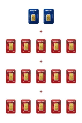 Nadir Gold 24 Ayar 20 Gram Külçe Altın (2 Adet 2,5 Gram Külçe Altın + 15 Adet 1 Gram Külçe Altın )