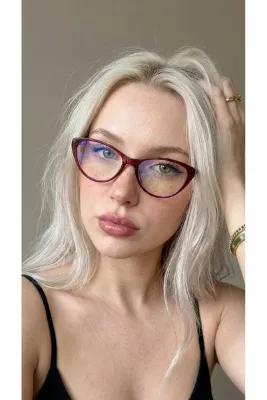 funeyes Carat Cat Eye Bordo 46 Ekartman küçük cat eye gözlük Camı Değişir