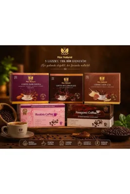 ROA MAX 5in1 Mocha Sıcak Çikolata Latte Kolajen Gano Kahve Seti