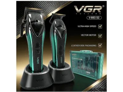 VGR V-883 S2 - Profesyonel 2'li Vector Motor 11000 RPM Tıraş Makinesi Seti Yeşil