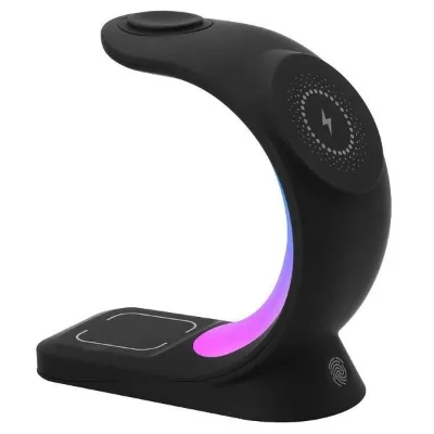 S-link SL-CW20 Telefon, Saat, Kulaklık Uyumlu 15W Siyah RGB Kablosuz Şarj Cihazı