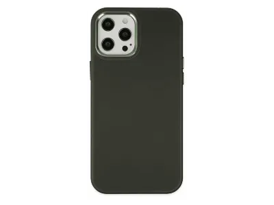 NEWFACE iPhone 12 Pro Max Uyumlu Asya Deri Silikon Telefon Kılıfı Koyu Yeşil