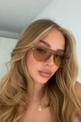 Goldmine Unisex Tina Aviator Güneş Gözlüğü UV400 Nude