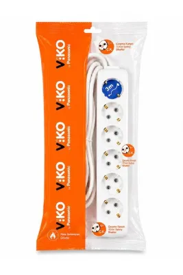 VİKO 6 LI 3 METRE KABLOLU TOPRAKLI PRİZ