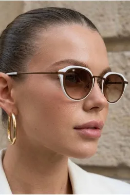 Eyesofia Bumble Beyaz Kahve Unısex Ultra Hafif Uv400 Filtreli Güneş Gözlüğü