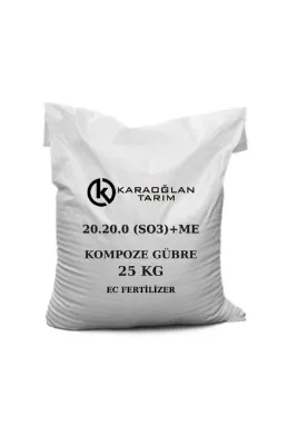 karaoğlan tarım 20.20.0 Npk Süper Kompoze Kükürt İz Element Katkılı Ağaç Sebze Meyve ve Çim Gübresi 25 Kg
