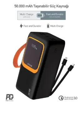 TEKNOPARKTA 50.000 mah Powerbank 50000 Powerbank Hızlı şarj Pd Kablolu Fenerli Type C