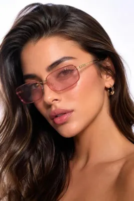Nilu Moda Premium Gold Detaylı Çerçevesiz Unisex Güneş Gözlüğü | UV400 Korumalı | Lüks Tasarım