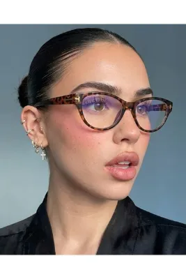 funeyes Karlo Leopar Retro Unisex Siyah Oval Cat Model Kadın Erkek Mavi Işık Korumalı Gözlük Trend renk