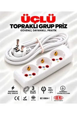 GRUP PRİZ,UZATMA,ÜÇLÜ UZATMA,ÜÇLÜ FİŞ