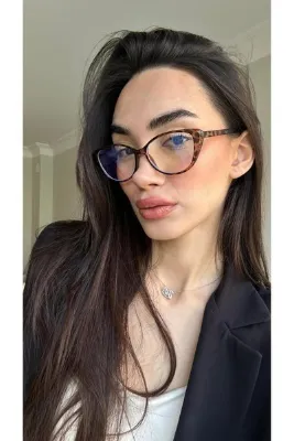 funeyes Diana Leopar Cat Eye Slim İnce Çerçeveli Hafif Mavi Işık Korumalı Gözlük | 50 Ekartman |