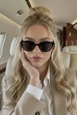 COOLANDBETTER Bella Cat Eye Güneş Gözlüğü - Siyah İnce Çerçeve Şık Kadın Model UV400 Koruma
