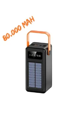 XINMENG 80.000 Mah Solar Kamp Işıklı Çoklu Kablolu 4x Usb 1x Type-c 1x Micro 1x Lightning Çıkışlı Powerbank