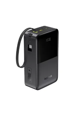 Baseus EnerFill Bipow2 Pro 30000 mAh Power Bank, Dahili USB-C Kablosu, 22.5W Hızlı Şarj, LED Ekran, Siyah