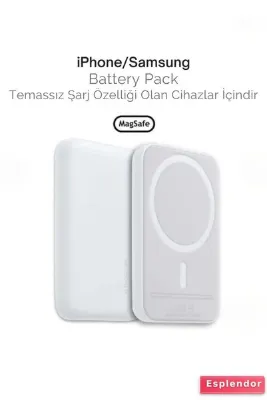 esplendor iPhone 15 / 16 / 17 Uyumlu MagSafe Kablosuz Powerbank 5000 mAh | Wireless Taşınabilir Batarya Şar...