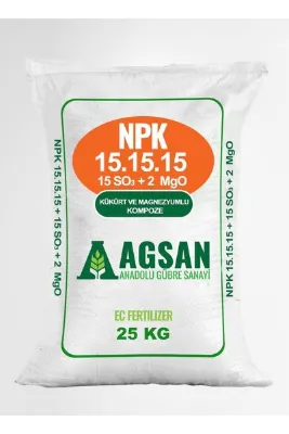 AGSAN ORİJİNAL 25 Kg Süper 15.15.15 Npk Gübre Meyve Sebze Bitki Çiçek Gübresi(İÇİ DANE LEONARDİT DEĞİLDİR)