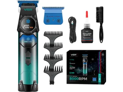 VGR V-946 - BLDC - DLC Kaplama Seramik Bıçak Soğutmalı Motor Şarjlı Tıraş Makinesi Siyah
