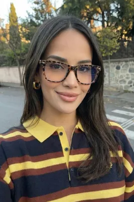 Eyesofia Santiago Leopar Çerçeveli Wayfarer Unisex Çapraz Kesim Parlak Mavi Işık Filtreli Ekran Gözlüğü
