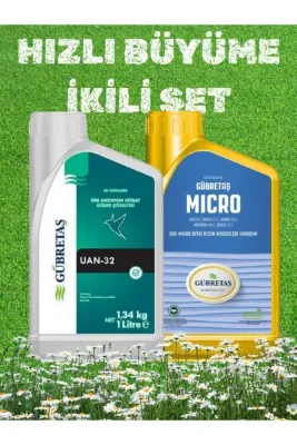 GÜBRETAŞ HIZLI BÜYÜME İKİLİ SET UAN32 1LT - MİCRO 1 LT Bitki Çiçek Ağaç Çim Bakım Yaprak Gübre Seti