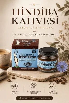 Lokman Sena Sultan Bi Coffee Form Time Hindiba Kahvesi Çözünebilir Vegan Kahve 100% Çözünebilir Kahve Bitkisel İçerikli Kahve 150ML