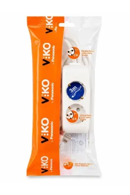 VİKO 2 Lİ 3 METRE KABLOLU TOPRAKLI PRİZ