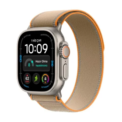Apple Watch Ultra 4 GPS + Cellular, 49mm Natürel Titanyum Kasa ve Kum Beji Trail Loop - S/M