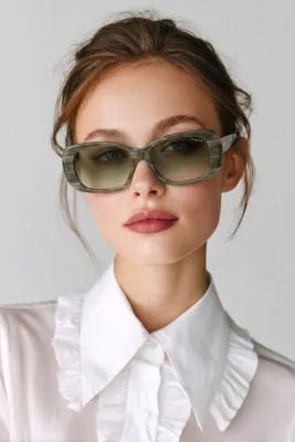 Vogue 2606 30728E 55 Kadın Güneş Gözlüğü Yeşil Cam Asetat Çerçeve UV400