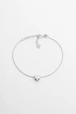 So CHIC... Little Turtle 18 Ayar Beyaz Altın Kaplama 19 Cm Gümüş Bileklik