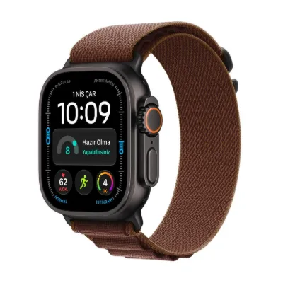 Apple Watch Ultra 4 GPS + Cellular, 49mm Siyah Titanyum Kasa ve Burgonya Alpine Loop - Orta Boy