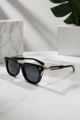 LUPİX UV400 Premium Siyah Güneş Gözlüğü | Gold Metal Detaylı Ünisex