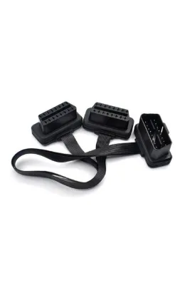 Summer love 16 Pin OBD 2 Uzatıcı ELM327 Erkekten Çift Dişi Y Ayırıcı Dirsek OBDII Uzatma Konnektör Kablosu 0,3 m