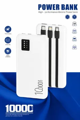 Boomboxtr 10000 MAh Powerbank Dijital Ekranlı| Çoklu Kablolu Taşınabilir Şarj Aleti